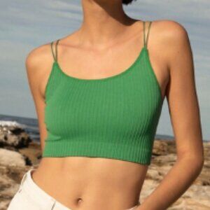 Aritzia Sunday Best Green Mini Crop Top Spaghetti Straps Size M NWOT